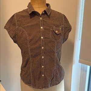 BDG Brown Plaid Short Sleeve Shirt